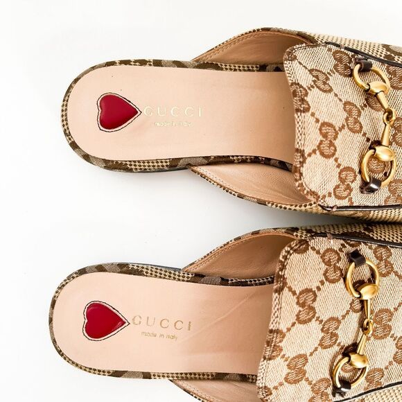 Gucci Princetown Jumbo GG Canvas Loafers Mules Brown Size 40, 10 - Picture 10 of 15